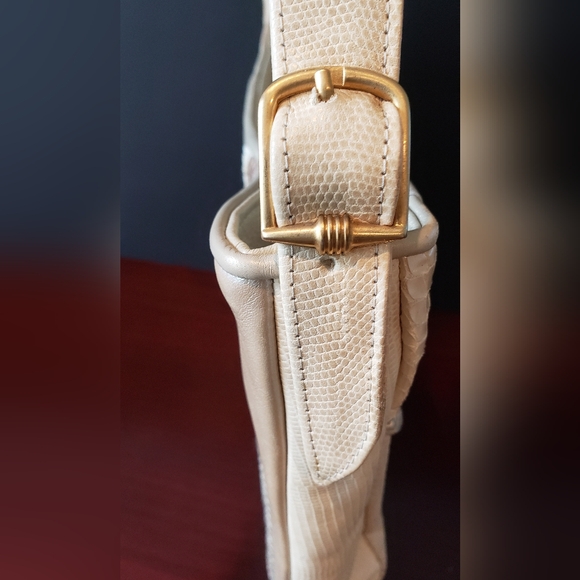 Sharif Cream and Gold Shoulder Bag with Tassel Detail - Picture 9 of 10